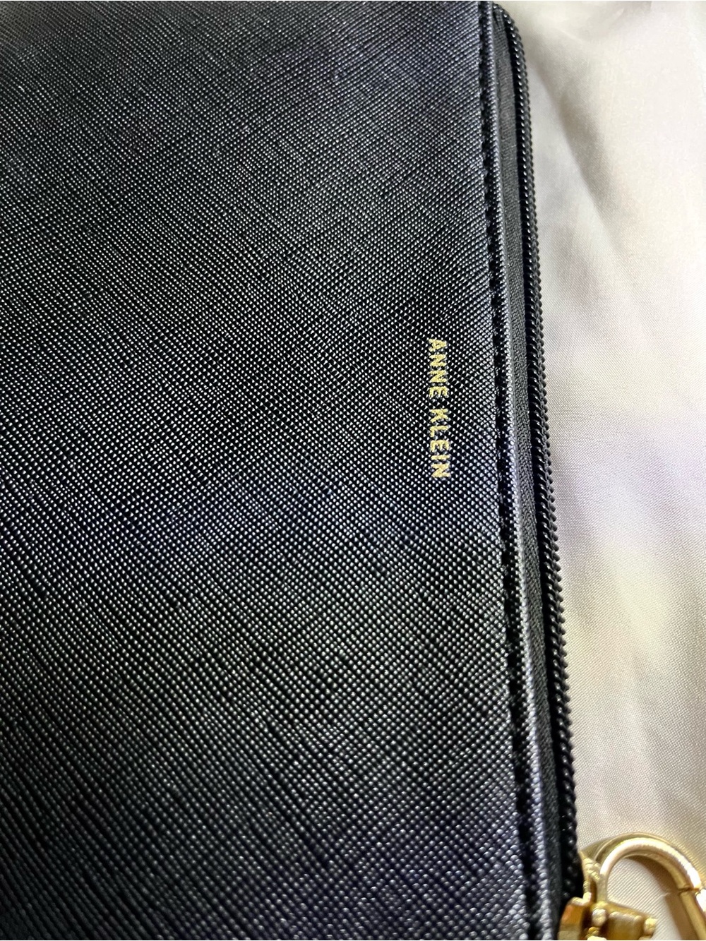 Anne Klein Black Saffiano Wristlet with Gold Accents - Picture 3 of 5